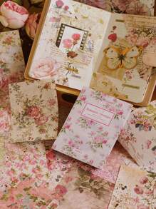 100 Stücke Fächer Form Blumen Garten Handtuch Aufkleber Material, dieses Vintage Notizpapier Material ist nicht selbstklebend
