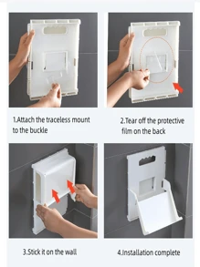 1pc Foldable Shoe Rack, Wall-Mounted Slipper Holder For Bathroom, Easy Assemble Shoe Organizer For Entryway - White - View 4