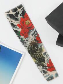 1pc/2pcs/3pcs Men's Casual Striped Animal Print Breathable Lightweight Arm Sleeve Sleeve Cover Punk Style Set, Suitable For Outdoor, Street Wear Sleeves Cover Arms White Gloves Arm Warmers Autumn Outfits Halloween Costumes Black Arm Sleeve