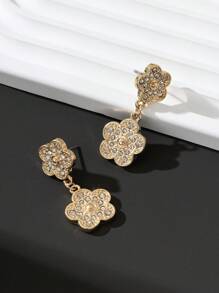 1 Cặp Ngọt Ngào & Thời Trang Phong Cách Dự Tiệc Full Pha Lê Cỏ Ba Lá May Mắn Mặt Dây Chuyền Bông Tai Nữ - Vàng - Xem 4
