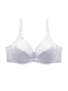 Ultra Thin Solid Color Plus Size Women Bra Lace Sexy Underwire Ladies Underwear Lingerie, Lift