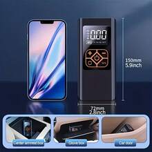 Tire Inflator Portable Air Compressor, Car Wired Air Pump, One Click Smart Pump Tire Inflator For Car, Motorcycle, Bicycle And More - Black - View 3