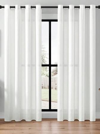 1pc Sheer Curtain, Light Filtering Window Treatment, Semi Transparent Drapes, New Modern Simple Polyester Voile Curtain, Bedroom Living Room Balcony Office Window Decor, Light Filtering, UV Protection, With Grommet Top