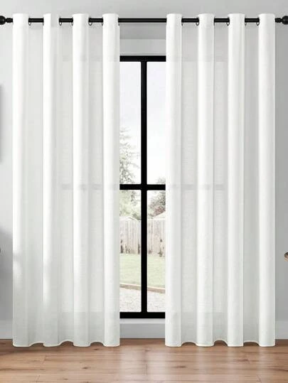 1入紗簾，輕柔遮光窗戶處理，半透明窗簾，新款現代簡約聚酯紗簾，適用於臥室客廳陽台辦公室窗戶裝飾，輕柔遮光，防UV，採用洛克頭頂設計