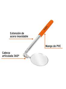 Espejo circular telescópico de inspección, 5 cm, Truper ESP-TEL - Naranja - Ver 2