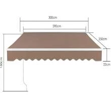 Tenda da sole con braccio pieghevole manuale, 300 x 250 cm, protezione solare, idrorepellente, montaggio a parete, manovella, regolabile, in alluminio/poliestere, per terrazze esterne, balconi, Beige