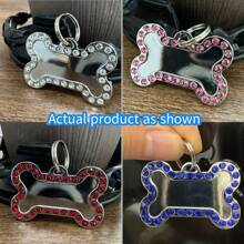 Personalisierter Glitzer Hundemarke, individuell gravierter Haustier-Name Knochen-förmiger Anhänger mit 34 synthetischen Diamanten, Katzen Legierung Anhänger, Hunde Halsband Katzen Halsband, perfektes Geschenk um Haustier-Verlust zu verhindern, kann am Halsband befestigt werden, bestes Geschenk für Ihre geliebten Haustiere - Heißes Pink - Übersicht 5
