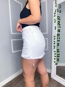 Women Denim Skirts - 白色 - 查看 2