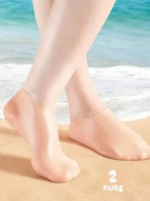 1/2/3 Pairs Apricot Waterproof Beach Socks, Soft Bottom Snorkeling Swimming Diving Socks, High Elasticity, Prevent Cracking, Moisturizing Foot Protection Socks, Unisex Silicone Socks