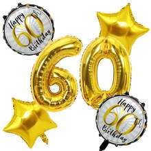 Bong bóng vàng lấp lánh số 60, Bong bóng sinh nhật lần thứ 60, Bóng bay vàng Bong bóng ngôi sao Bóng bay khổng lồ thứ 60 dành cho nam giới Phụ nữ Trang trí tiệc sinh nhật lần thứ 60 - 60 tuổi - Xem 12