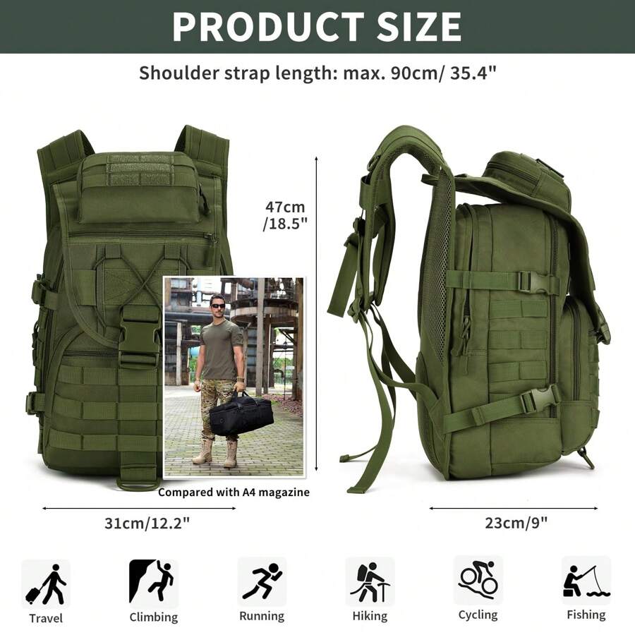 HUNTVP Tactical Backpack 40L, Military Backpack Molle Rucksck Assault