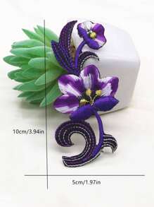 2入組多色花刺繡布貼，背面帶有熱熔膠片，適用於衣帽包DIY - 紫色 - 查看 2