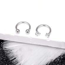 16G G23 Titanium Septum Nose Rings For Men Women Horseshoe Septum Ring Seamless Hoop Cartilage Helix Daith Tragus Piercing Jewelry 6MM 8MM 10MM - Silver - View 2