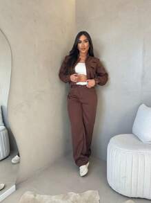 Women Two-Piece Outfits - 鏽棕色 - 查看 1