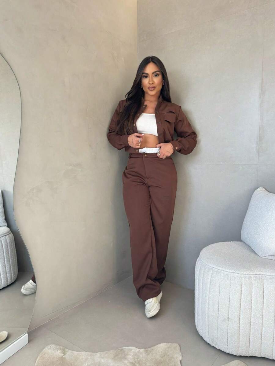 Women Two-Piece Outfits - 鏽棕色 - 查看 1