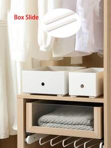 2pcs/4pcs Plastic Kitchen Cabinet Storage Box With Sliding Rail And Soft-Close Rail, Easy DIY Without Drilling, Movable And Adjustable Home Organizer - White - View 6