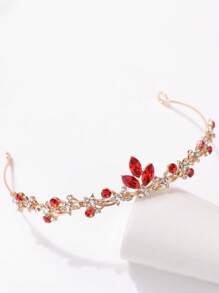 1 pieza Diadema de corona de lujo y dulce estilo princesa con pedrería para chicas adolescentes