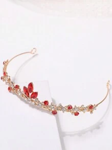 1 pieza Diadema de corona de lujo y dulce estilo princesa con pedrería para chicas adolescentes