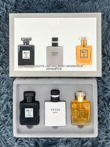 Set de 3 piezas perfume para hombre Fragancia leñosa  3*25ml (transparente) - Negro - Ver 9