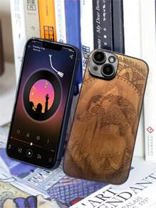 Funda de teléfono de madera natural compatible con Apple / smartphones - Marrón - Ver 1