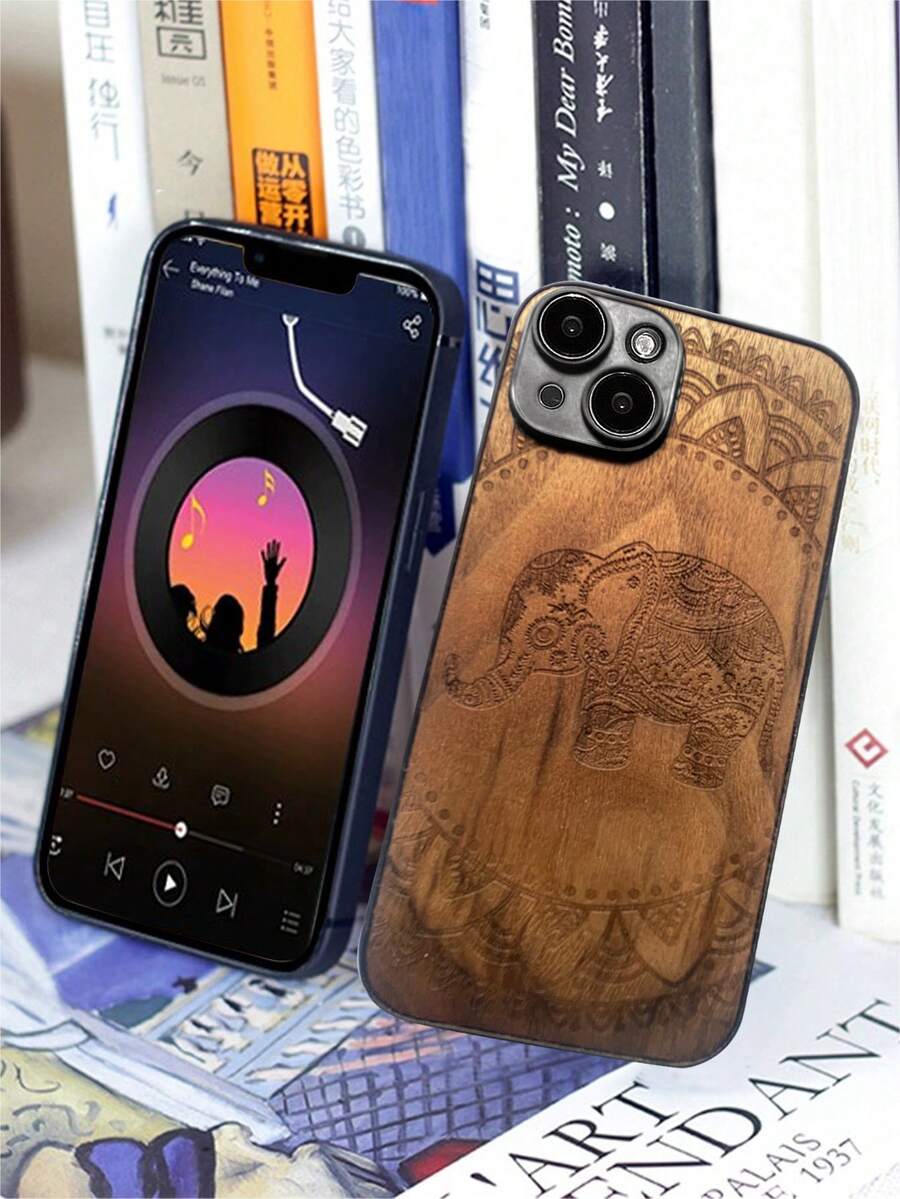 Funda de teléfono de madera natural compatible con Apple / smartphones - Marrón - Ver 1