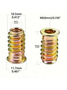 20pcs M6*20 Wood Inserts Bolt Furniture Screw In Nut Threaded Fastener Connector Hex Socket Drive For Wood Furniture Assortment - Yellow - View 6