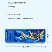 Password Lock Multi-Functional Stationery Box For Students, Double-Sided Large-Capacity Pencil Case Transformable Mecha, Cute Cartoon Pencil Case For Boys And Girls' Study Supplies Back To School,Back To School,School Supplies,Pencil Pouch,School Bag - Mecha Fire - View 2
