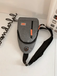 1入基本款交叉跨肩包運動尼龍字母腰包，多口袋間隔攜帶式吊帶包，可調帶臀包，拉鍊周末隨身旅行袋，適合男孩/青少年/大學生戶外/郊游/旅遊/體育場所 - 灰色 - 查看 10