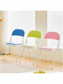 1 Pieza Silla Plegable Acolchada Tapizada de Niñ@s, Silla De Evento para Dormitorio De Niñ@s Sillas Plegables, Asiento De Comedor Acolchado Portátil Sin Brazos para Sala De Estar Interior y Comedor, - Blanco - Ver 3