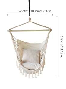 1pc Outdoor Garden Oversized Hammock Hanging Chair Swing Tassel Hammock Detachable Iron PipeSuitable For Outdoor Camping, Home Use, Indoor And Outdoor Rocking Chairs, Cradles Camping Stuff