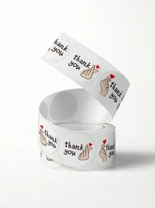 1 pegatina de papel "Gracias", pegatina de sellado de pastelería y postres, pegatina de recompensa de estudiante con diseño de caricatura, pegatina floral de boda - Gesto de corazón "gracias" - Ver 10