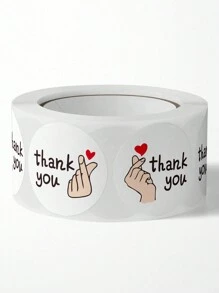 1 pegatina de papel "Gracias", pegatina de sellado de pastelería y postres, pegatina de recompensa de estudiante con diseño de caricatura, pegatina floral de boda - Gesto de corazón "gracias" - Ver 6