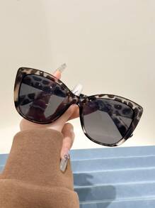 1pair Fashionable Women Bohemian Style Leopard Print Cat Eye Fashion Glasses Suitable For Daily Wear For Summer Beach Vacation,Outdoor,Travel - Leopard Print - View 5