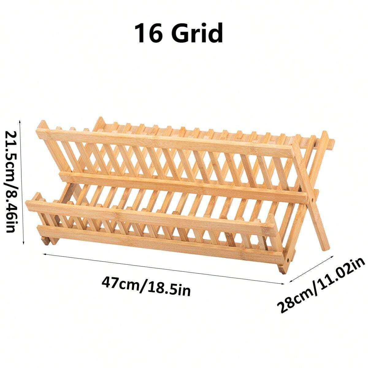 1pc Bamboo Folding 2-Layer Dish Rack, Kitchen Countertop Drainer For ...