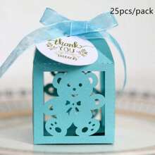 Caja de dulces con diseño de oso bonito de 25 piezas/paquete, caja de empaque de chocolate de 5x5x8cm adecuada para cumpleaños, , festivales, fiestas y decoración de regalos para invitados - Multicolor - Ver 10