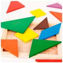 Kit 5 Tangram Madera Juego Material Didáctico 16cm - Multicolor - Ver 4
