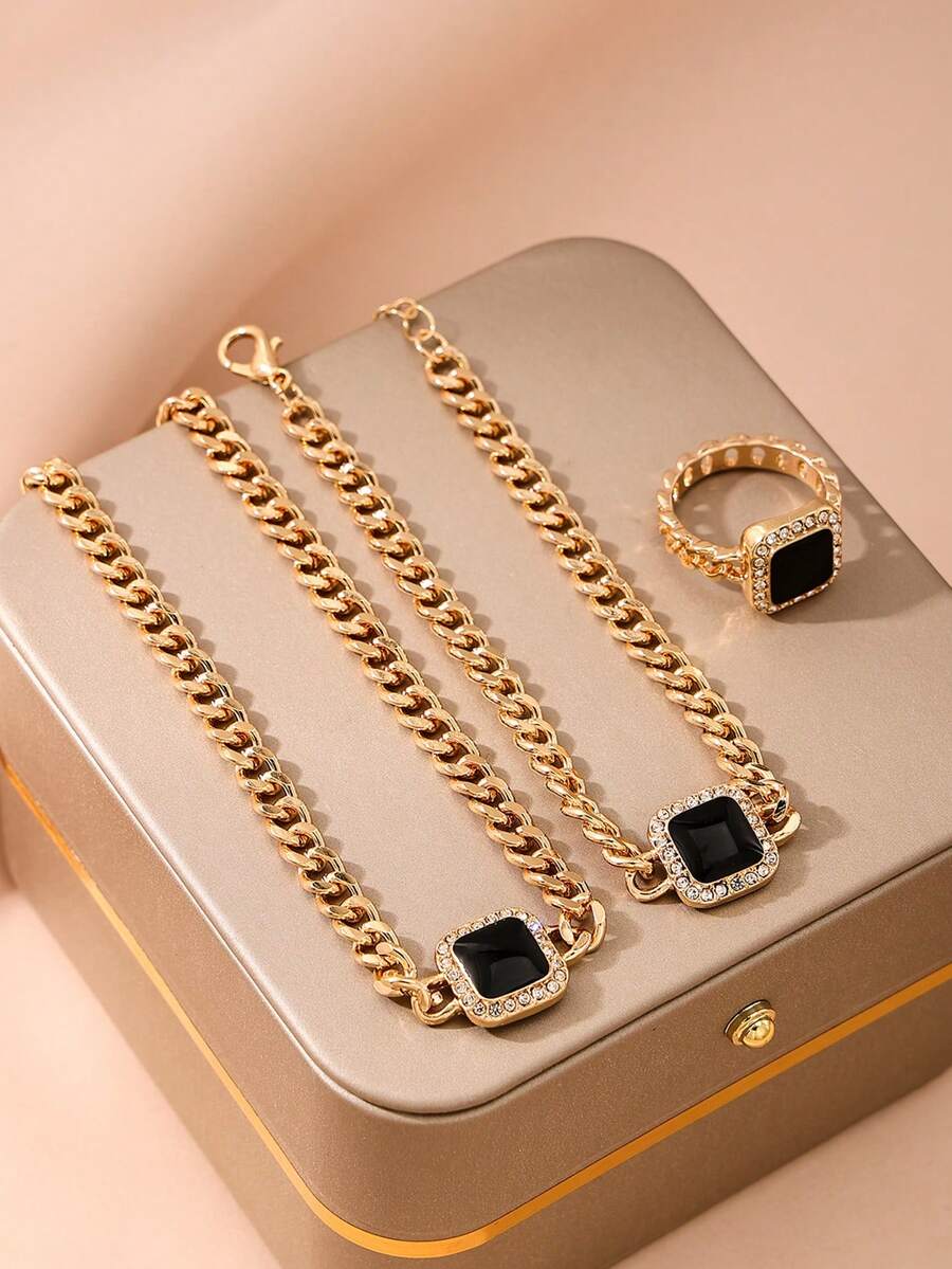 1 Bộ phụ kiện thời trang hình học cá nhân hóa - màu đen - Xem 1