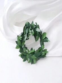 10pcs 6cm Green Leaf Garland PVC Wire Twine Napkin Ring, Iron Wire Leaf Flower Garland Napkin Buckle, For Restaurant Decoration And Table Setting - Green - View 9