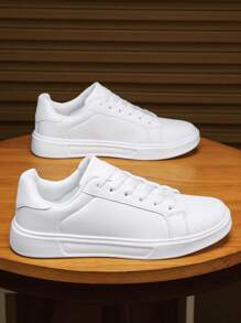 36-45號情侶款白色運動鞋，繫帶休閒運動鞋，防滑女款戶外鞋，適合學生 - 白色 - 查看 6