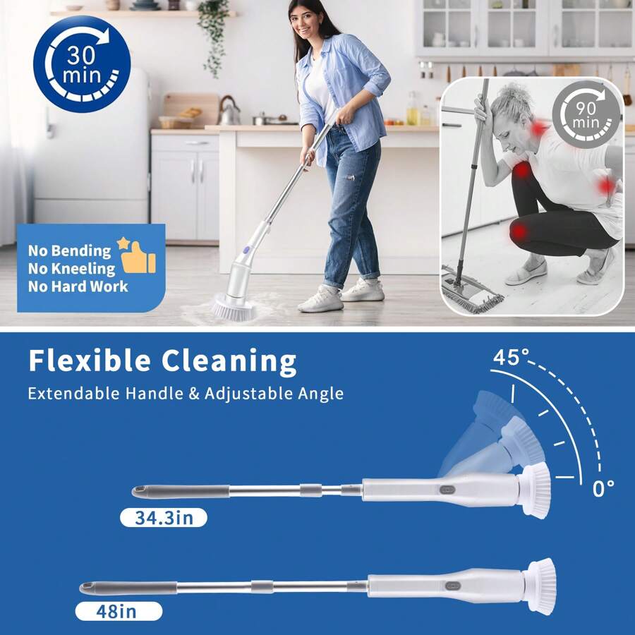 Electric Epin Wash Machine, Adjustable Brush Head Angle, Shower