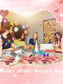 10入組粉紅色心型布丁杯，慕斯杯，果凍杯，提拉米蘇杯，木質杯 - 粉色 - 查看 4