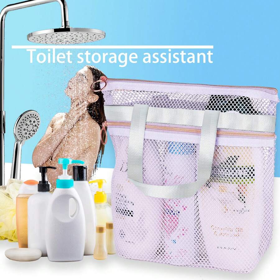 New Portable Shower Bag With Mesh Cosmetic And Storage Bag, Breathable Beach Bag For Travel - Multicolor - View 1