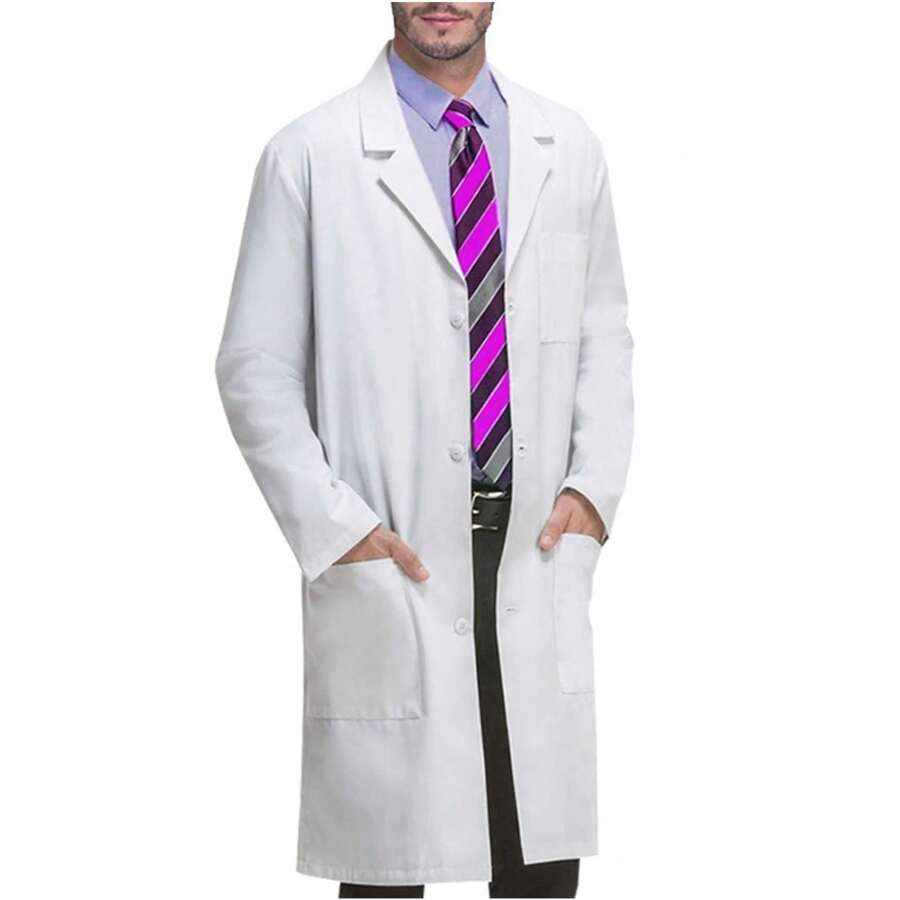 Professional Lab Coat For Boyfriend Style Men WoBoyfriend Style Men Long Sleeve, White, Unisex - White - View 1