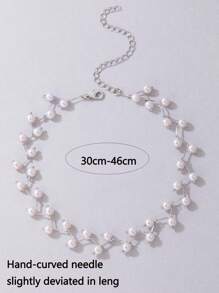 imoli Random Faux Pearl Decor Necklace - Silver - View 7