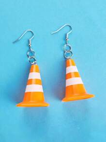 1pair Of Traffic Barricade Creative Pendant Earrings, Cute Novelty Jewelry Gift