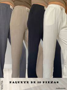 Kit de 10 pzas de pantalones holgados largos y ligeros - Multicolor - Ver 1