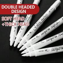 1支白色雙頭織物筆，荧光笔，纺织绘画笔。可用于玻璃，织物，木头和纸张。书写顺滑，不易褪色。 - 白色 - 查看 4