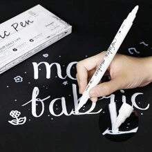 1支白色雙頭織物筆，荧光笔，纺织绘画笔。可用于玻璃，织物，木头和纸张。书写顺滑，不易褪色。 - 白色 - 查看 1