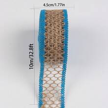 4.5m Blue Creative Pattern Burlap Ribbon For DIY Wedding Christmas Clothing Decoration Background Curtains, 10M - Blue - View 2
