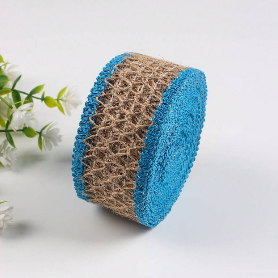 4.5m Blue Creative Pattern Burlap Ribbon For DIY Wedding Christmas Clothing Decoration Background Curtains, 10M - Blue - View 1